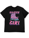 Skater Girl Graphic Tee - Retro Roller Skate Design