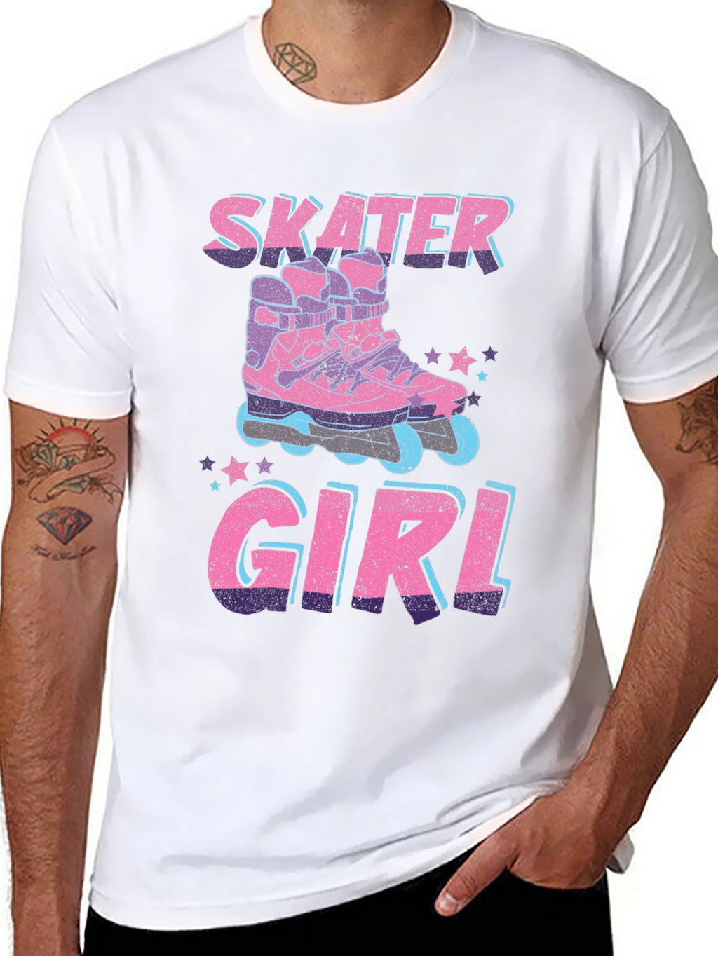 Skater Girl Graphic Tee - Retro Roller Skate Design