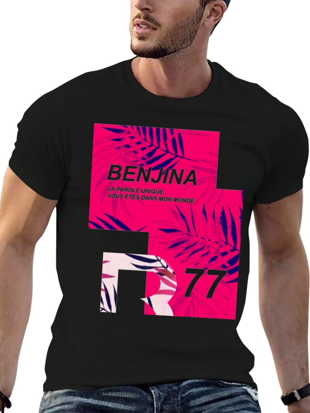 Stylish Mens Black Graphic Print T-Shirt