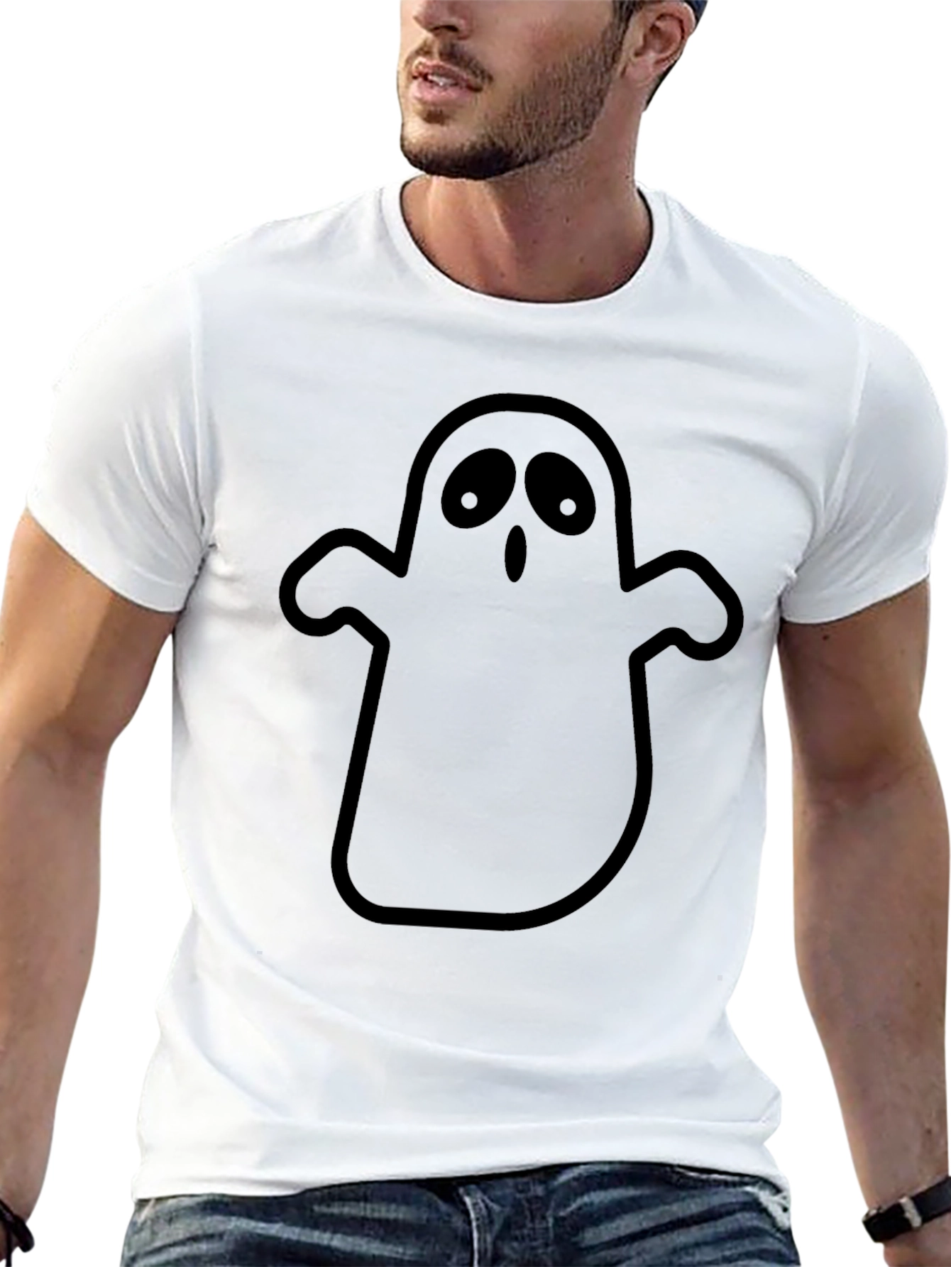 Spooky Ghost Graphic T-Shirt - Halloween Apparel