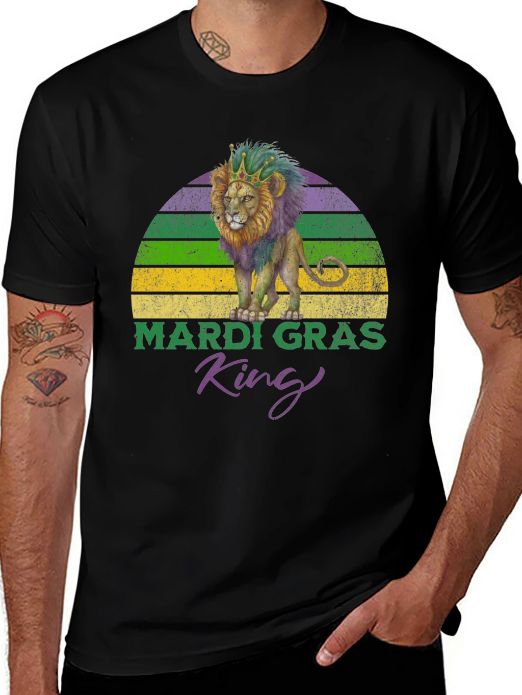 Mardi Gras King Lion Graphic T-Shirt