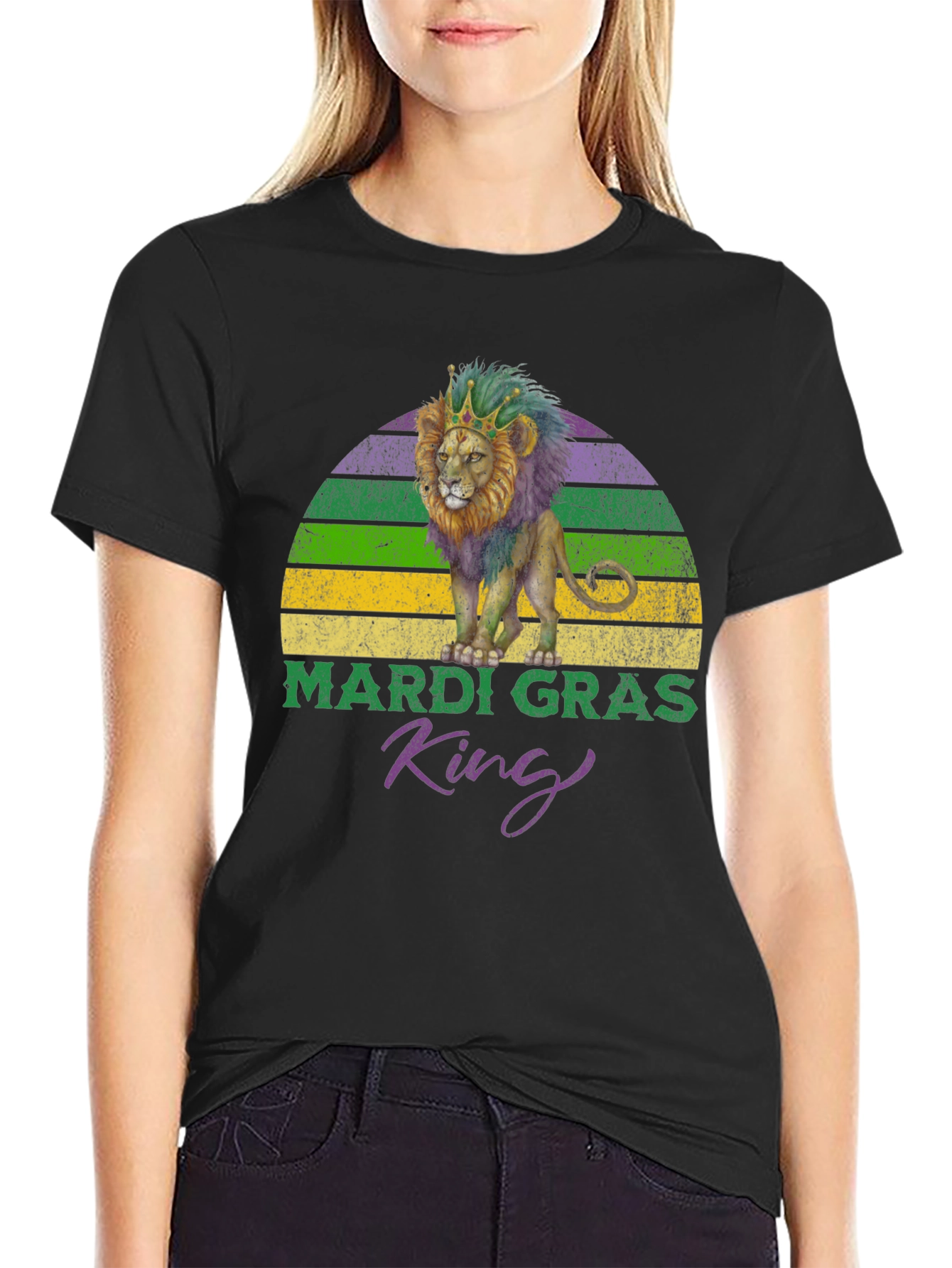Mardi Gras King Lion Graphic T-Shirt