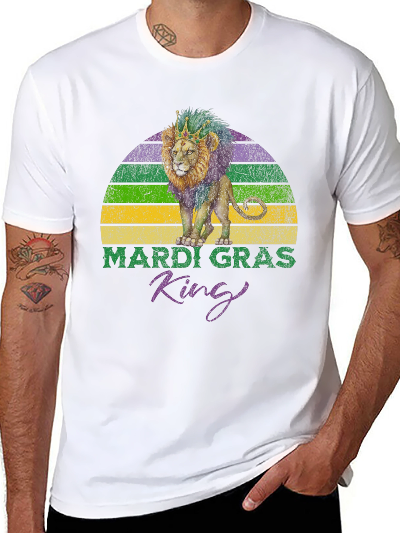 Mardi Gras King Lion Graphic T-Shirt