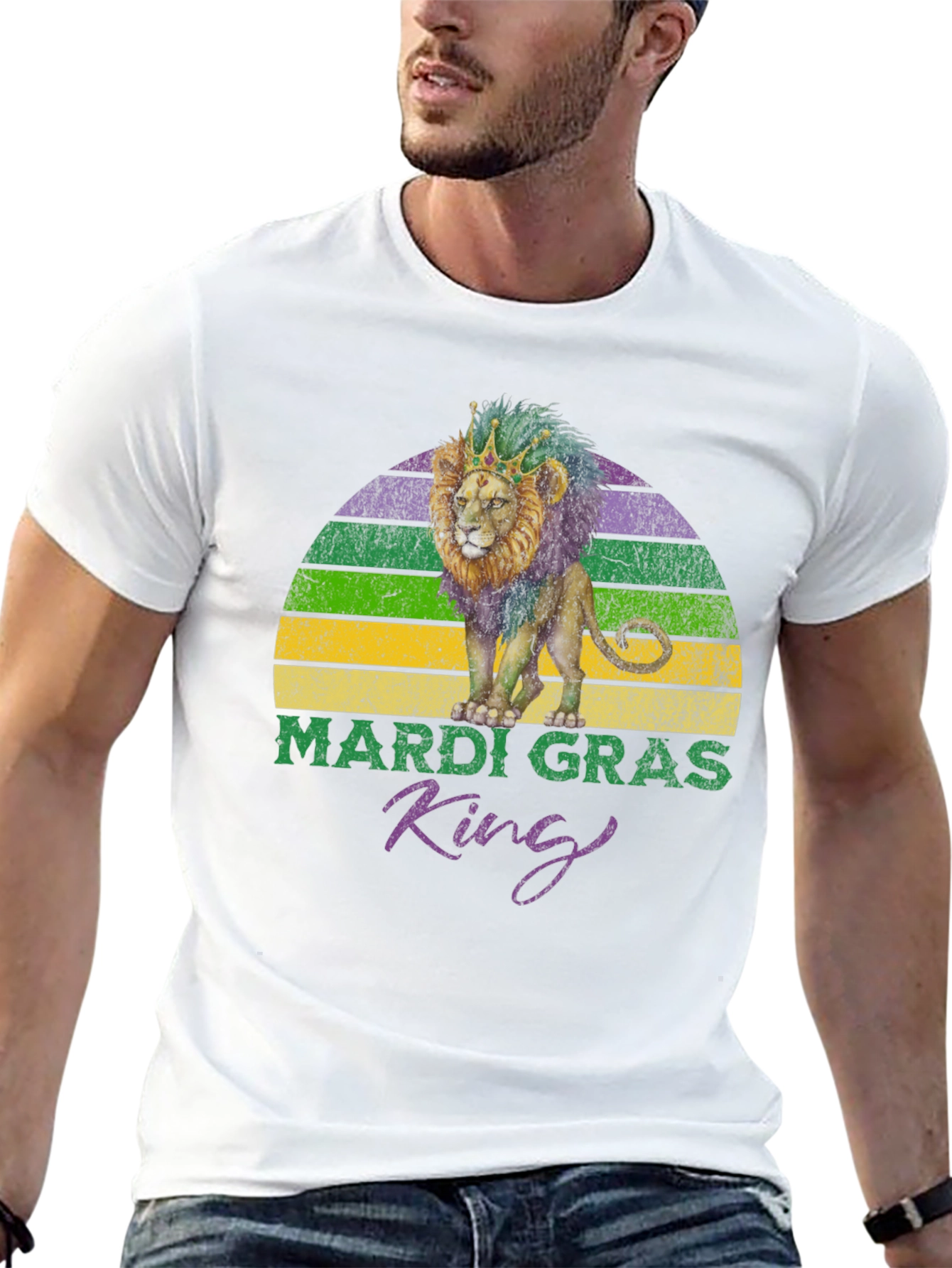 Mardi Gras King Lion Graphic T-Shirt
