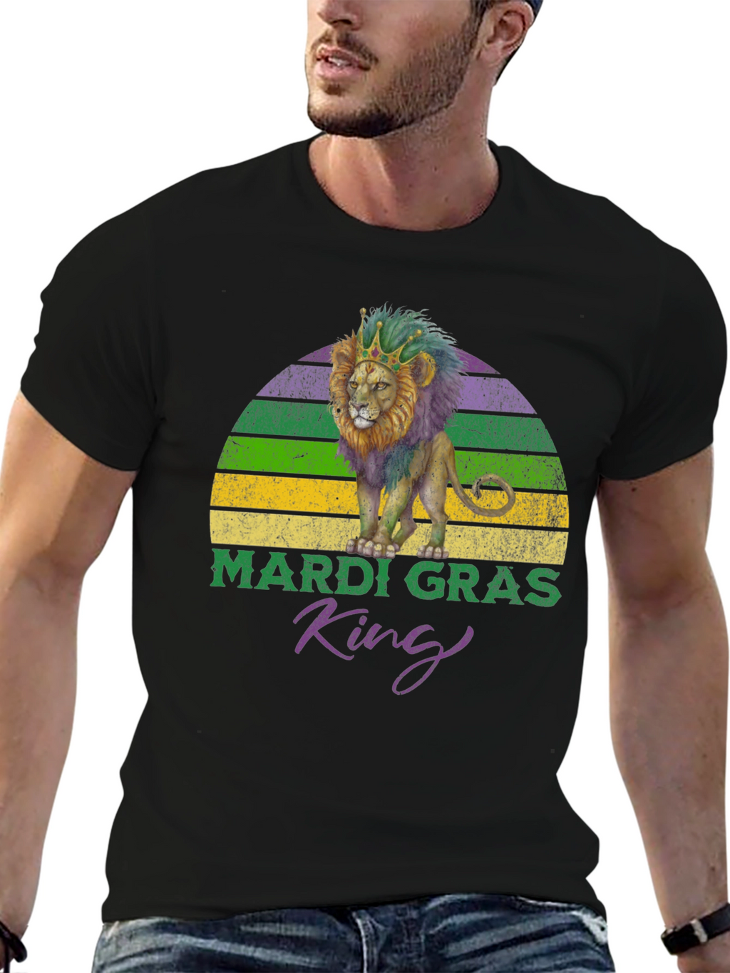 Mardi Gras King Lion Graphic T-Shirt