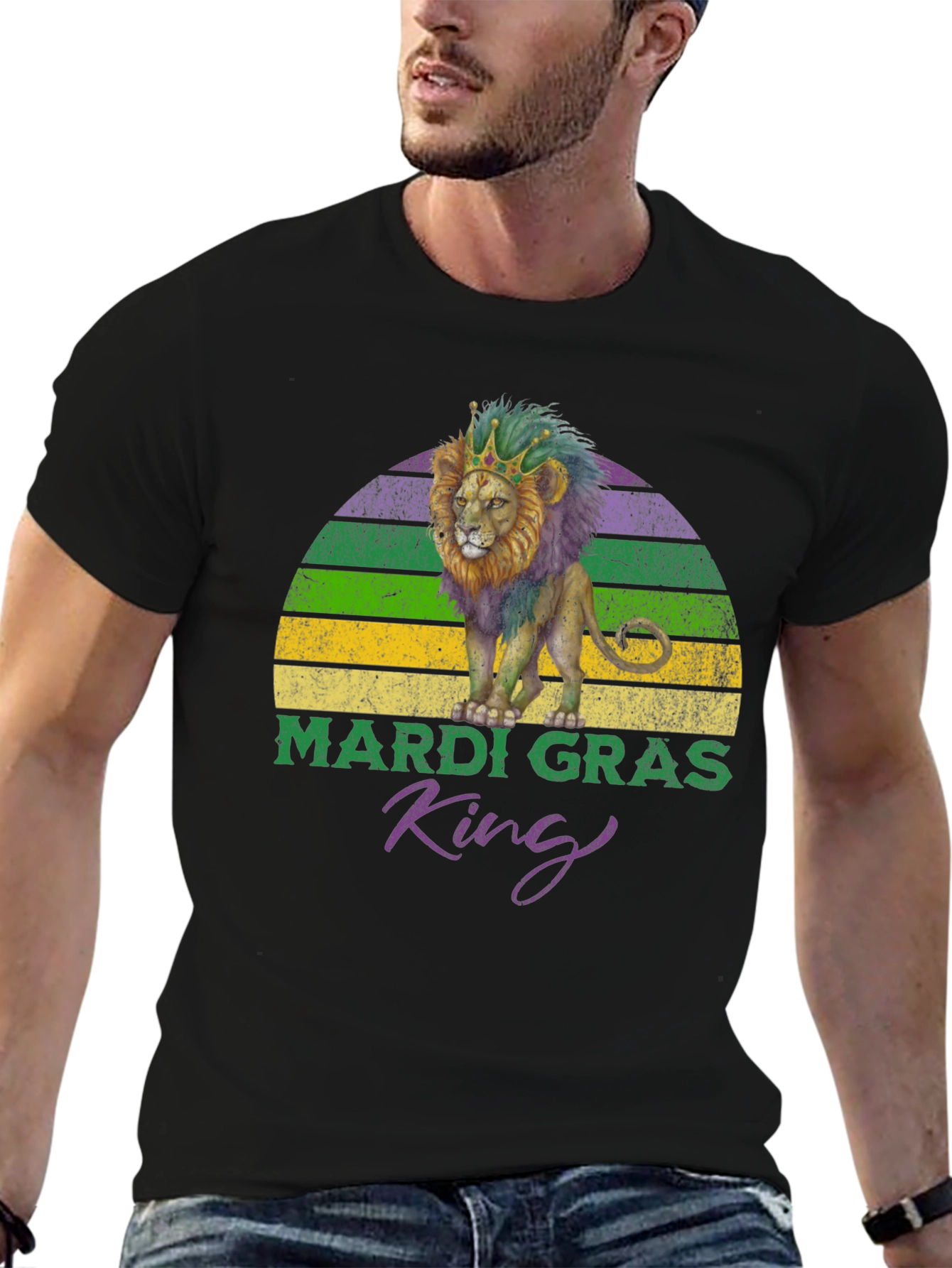 Mardi Gras King Lion Graphic T-Shirt
