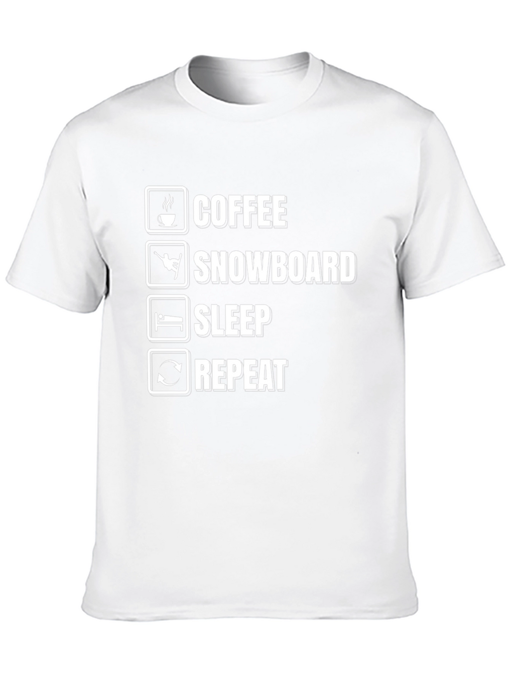 Coffee Snowboard Sleep Repeat Black Graphic T-Shirt