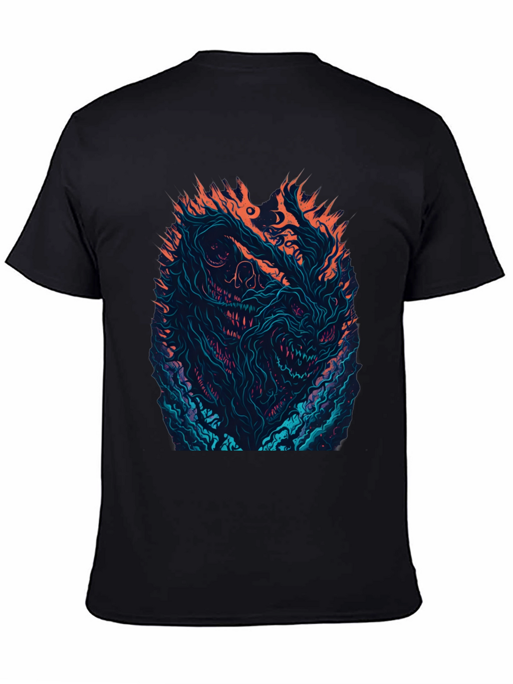 Fiery Monster Graphic Black T-Shirt