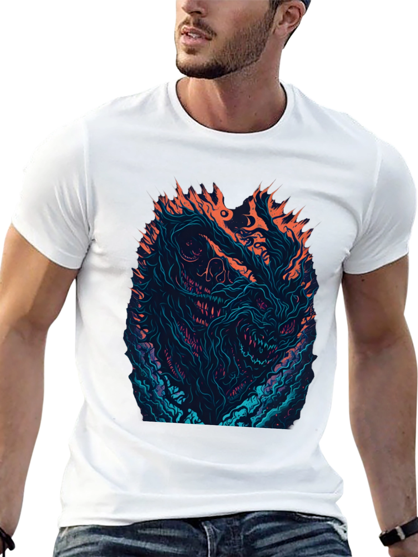 Fiery Monster Graphic Black T-Shirt