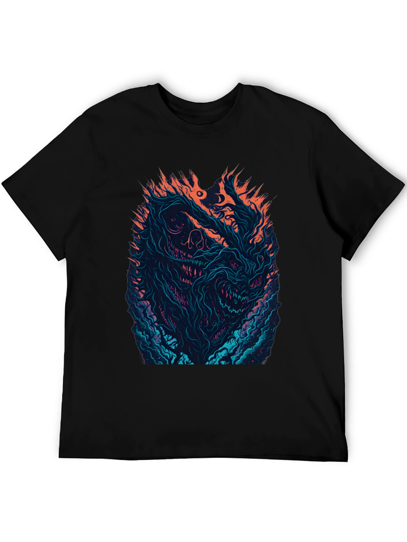 Fiery Monster Graphic Black T-Shirt