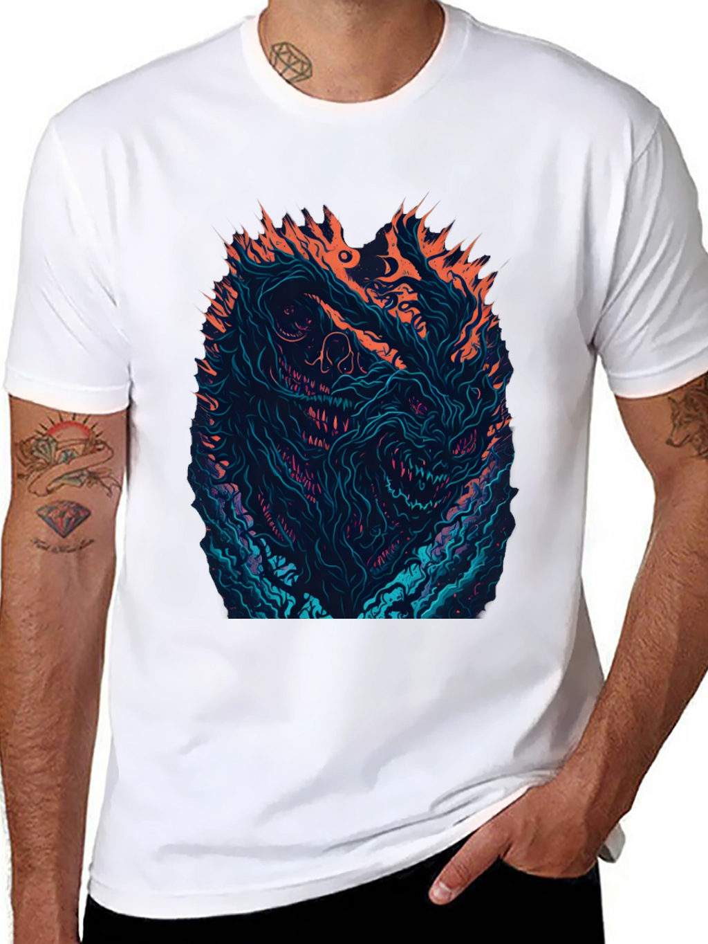 Fiery Monster Graphic Black T-Shirt