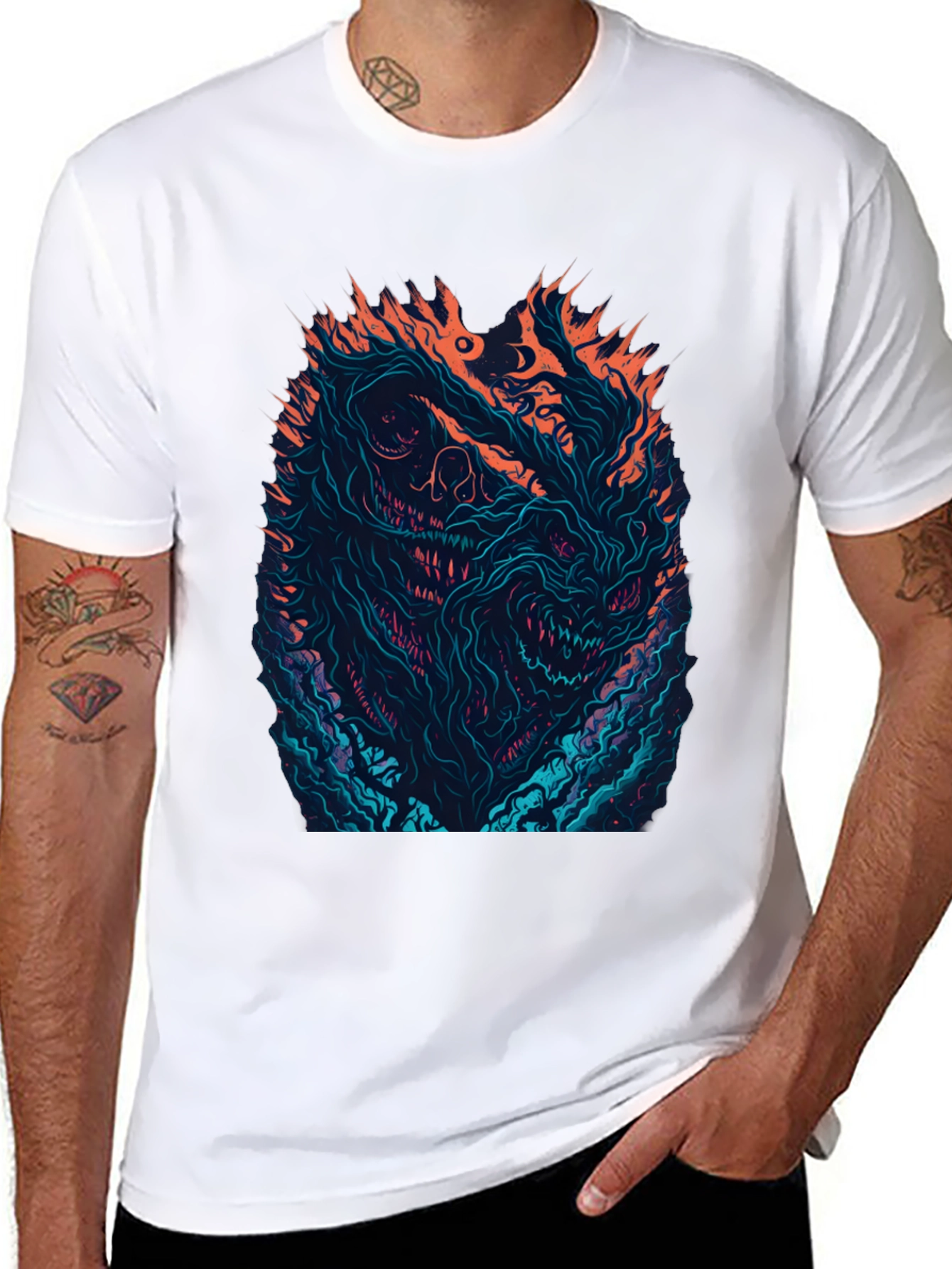 Fiery Monster Graphic Black T-Shirt