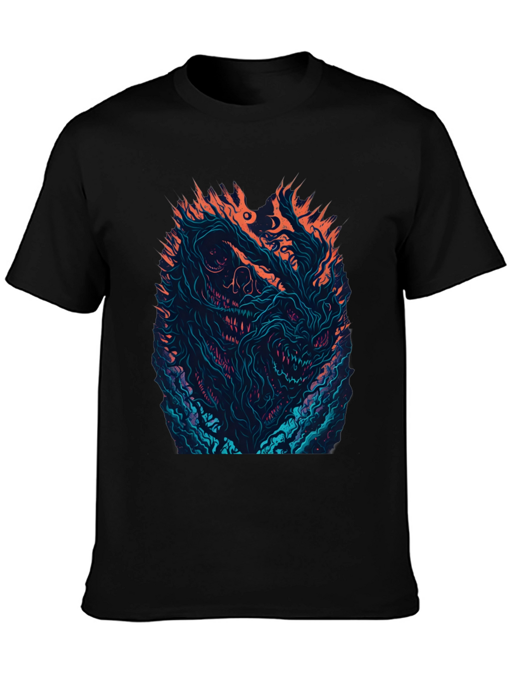 Fiery Monster Graphic Black T-Shirt