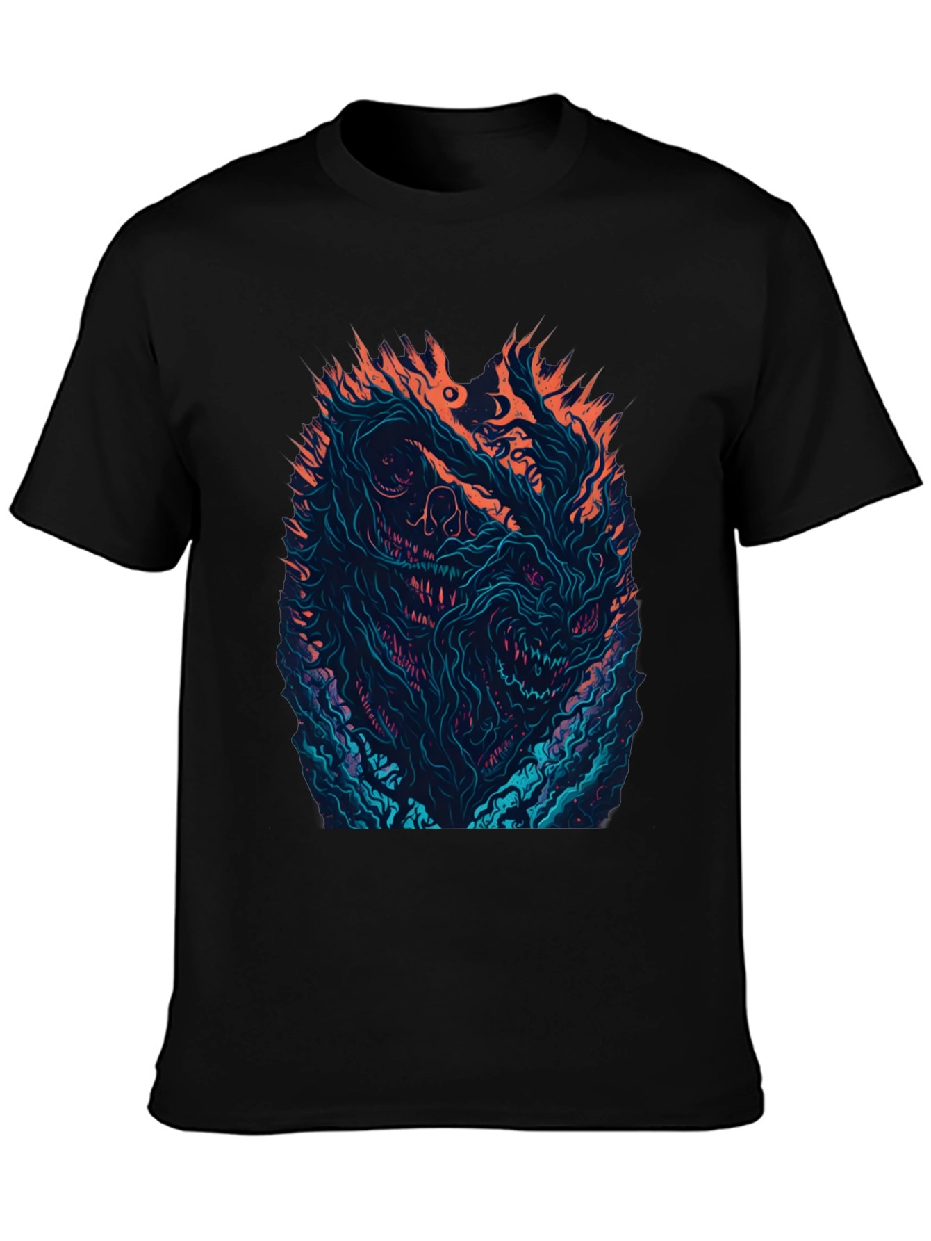 Fiery Monster Graphic Black T-Shirt