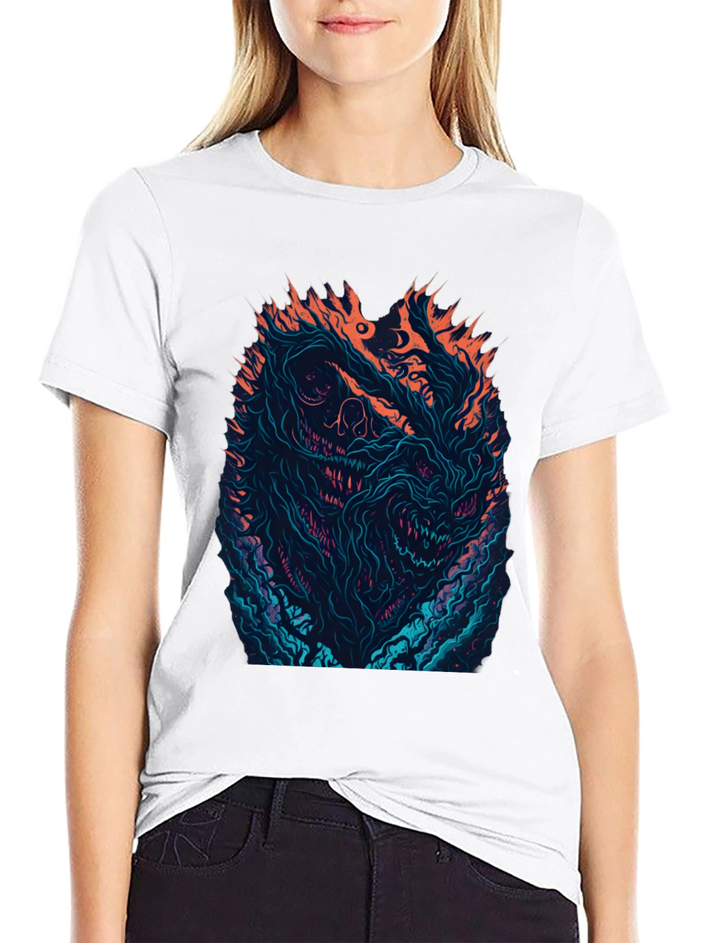 Fiery Monster Graphic Black T-Shirt