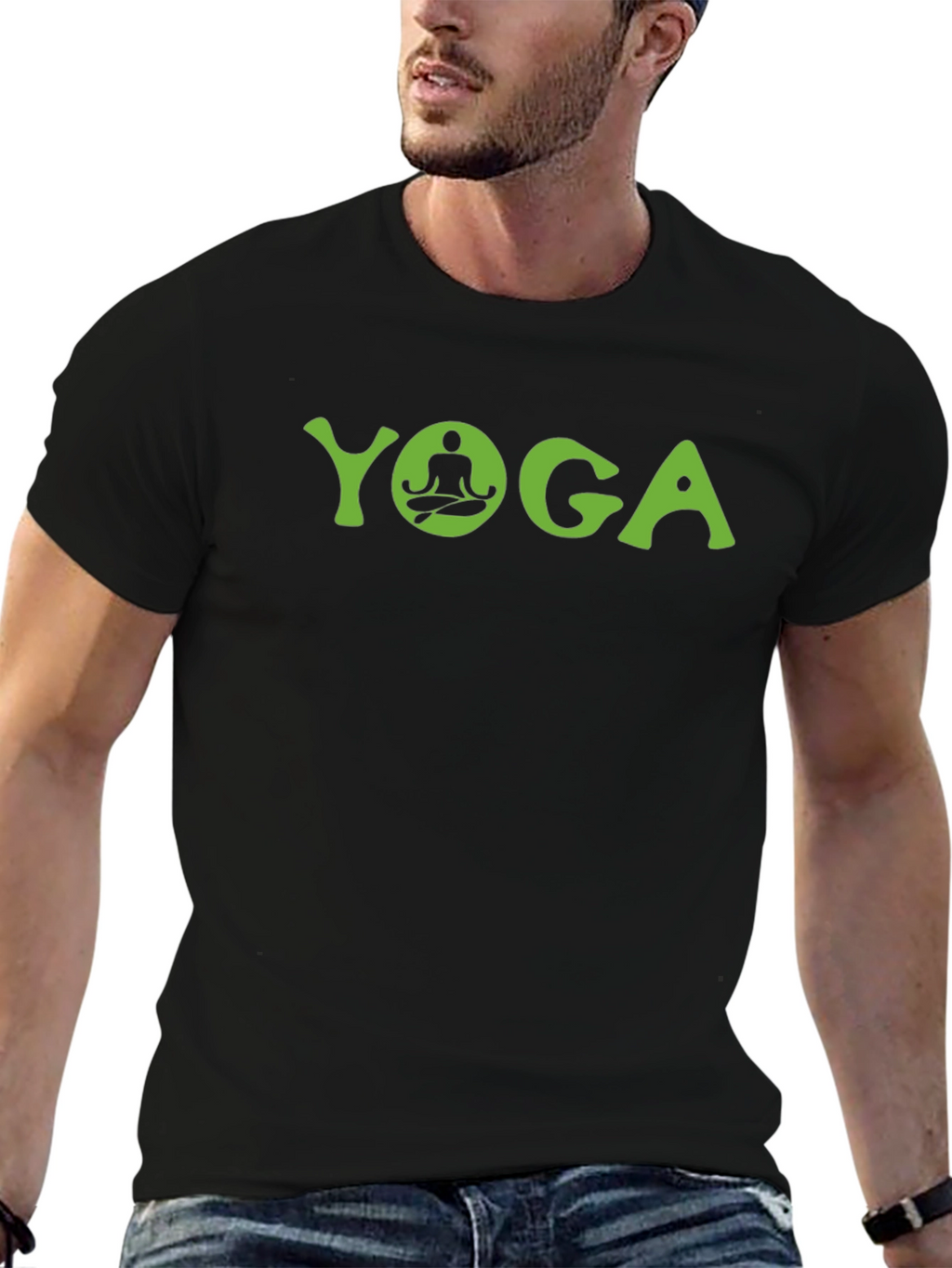 Yoga Graphic Tee - Black Cotton Comfort