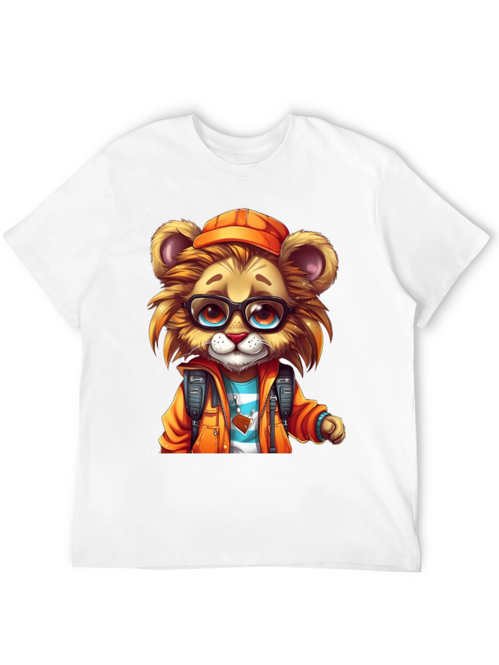 Cartoon Lion Graphic Tee - Black