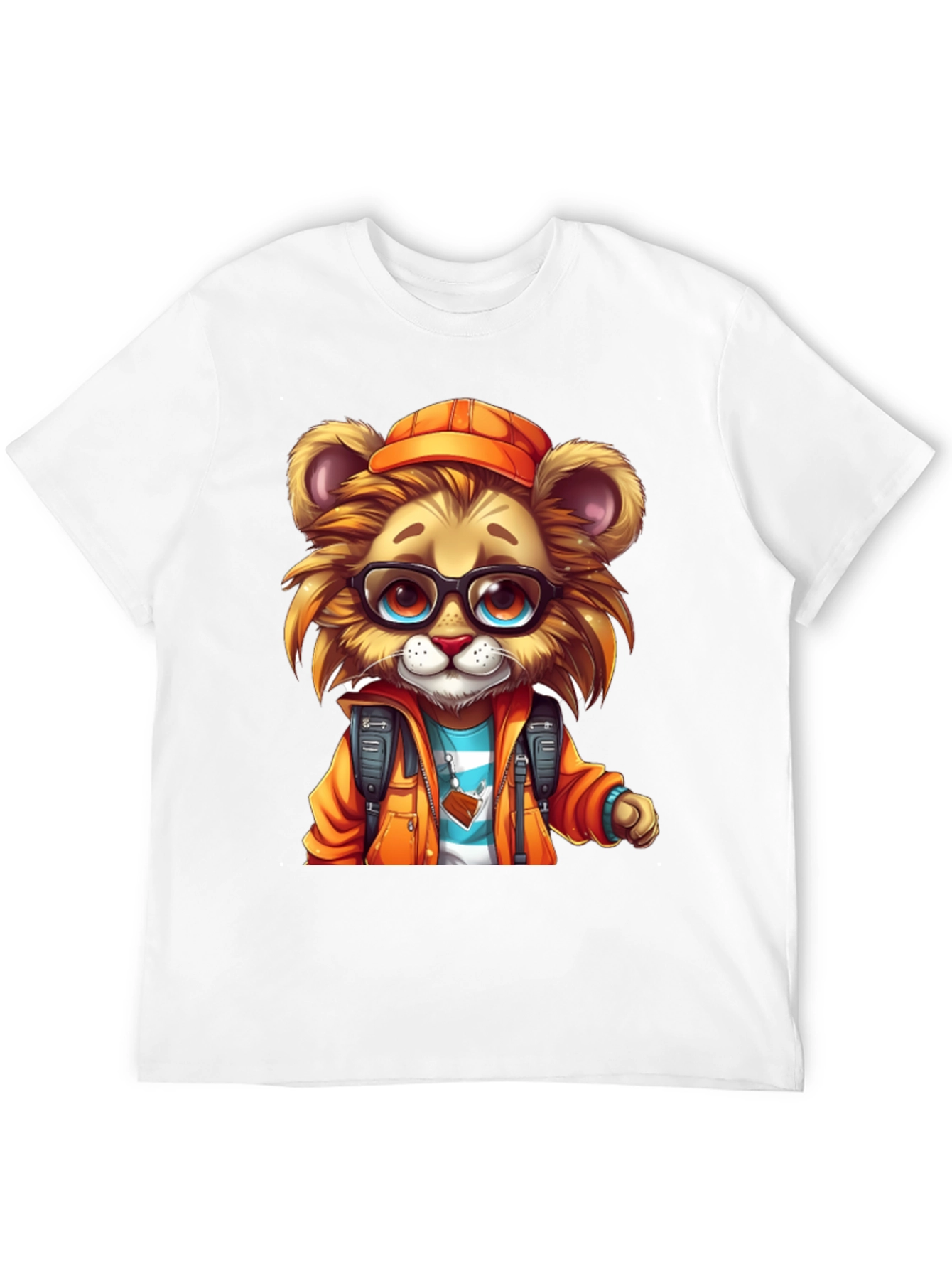 Cartoon Lion Graphic Tee - Black