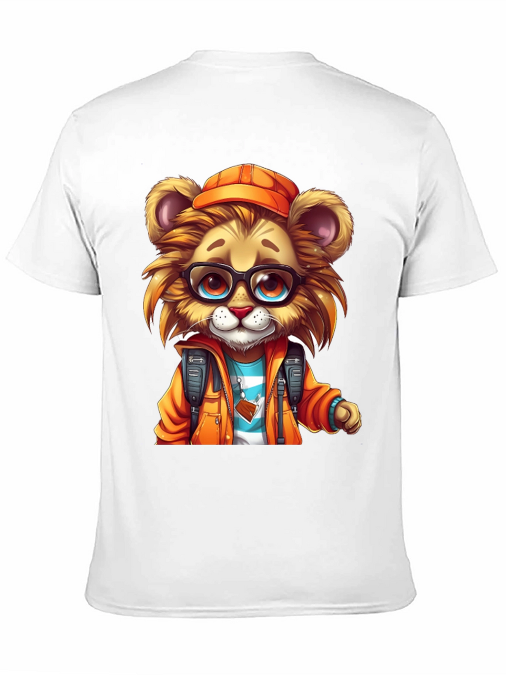 Cartoon Lion Graphic Tee - Black
