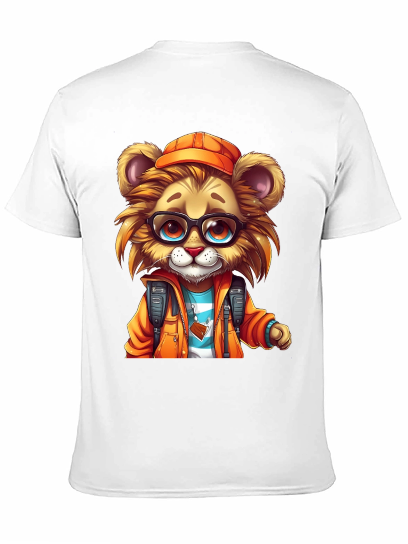 Cartoon Lion Graphic Tee - Black