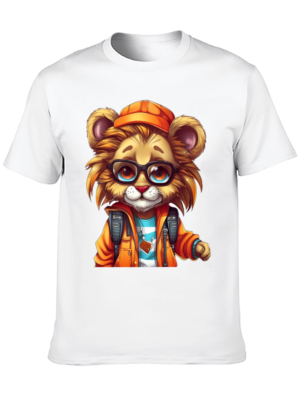 Cartoon Lion Graphic Tee - Black