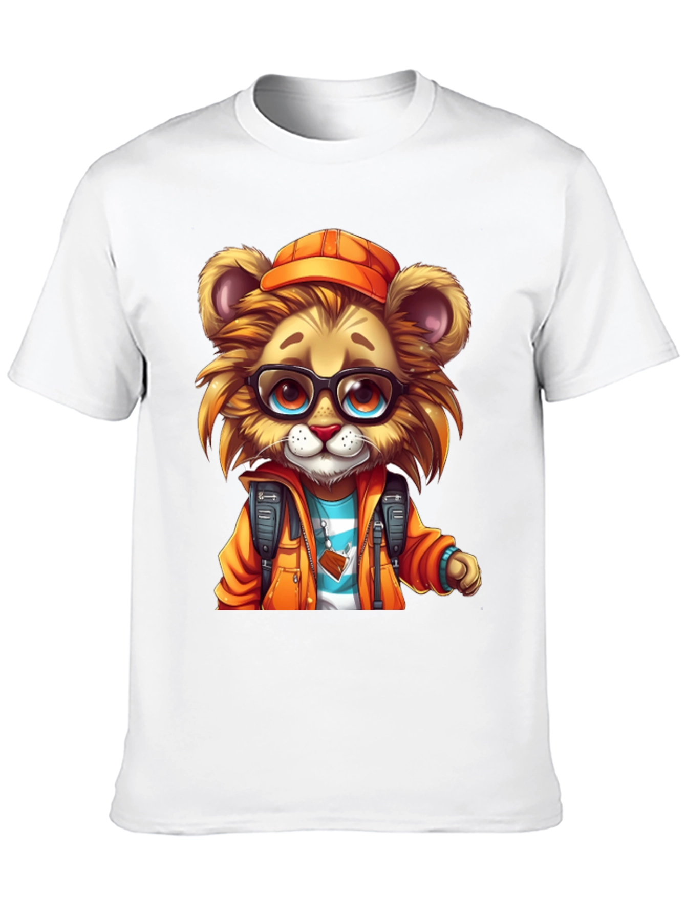Cartoon Lion Graphic Tee - Black