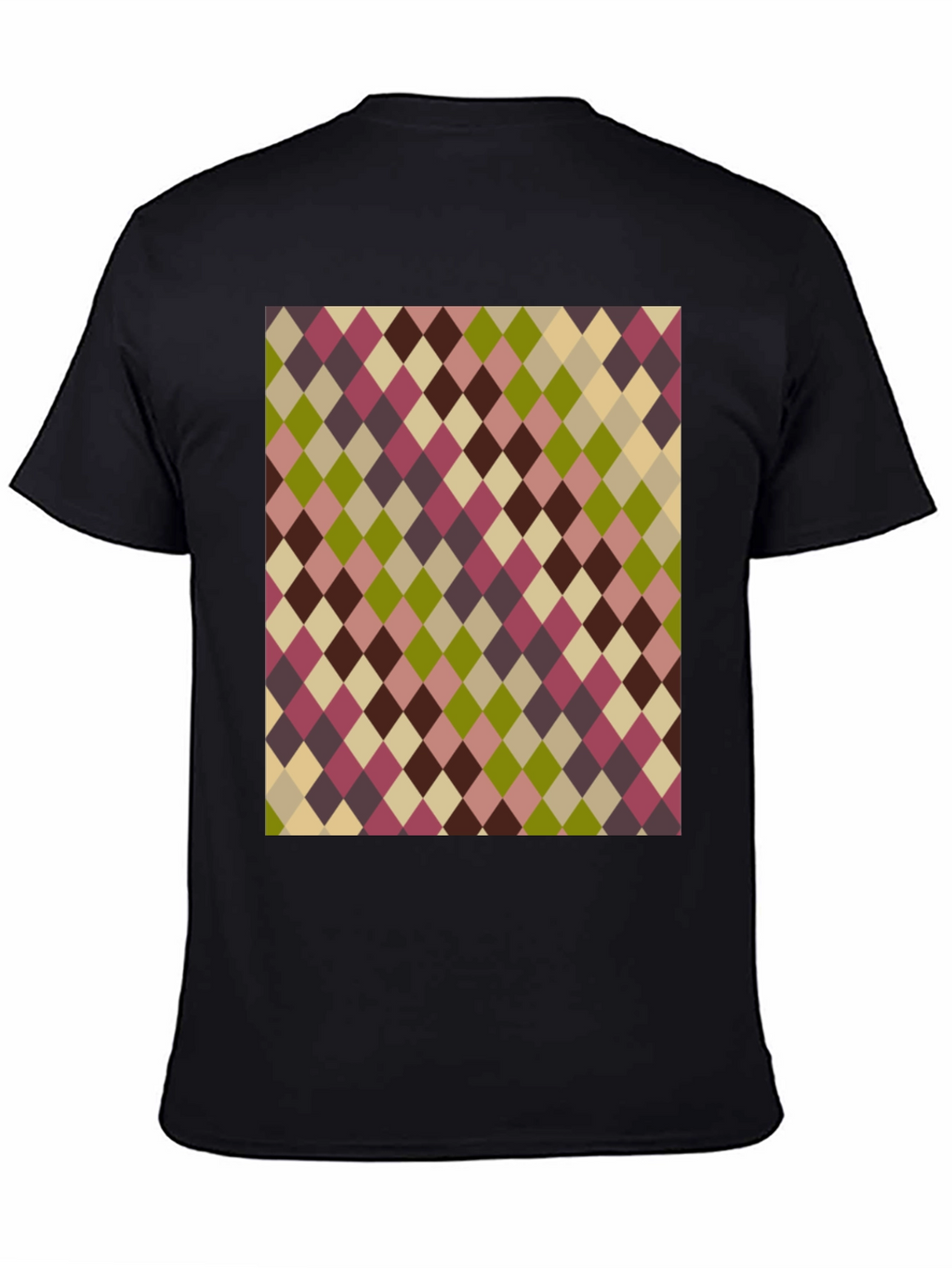 Retro Argyle Pattern Black T-Shirt