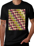 Retro Argyle Pattern Black T-Shirt