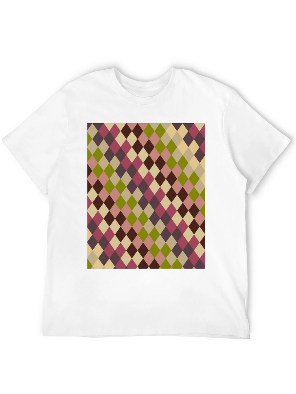 Retro Argyle Pattern Black T-Shirt