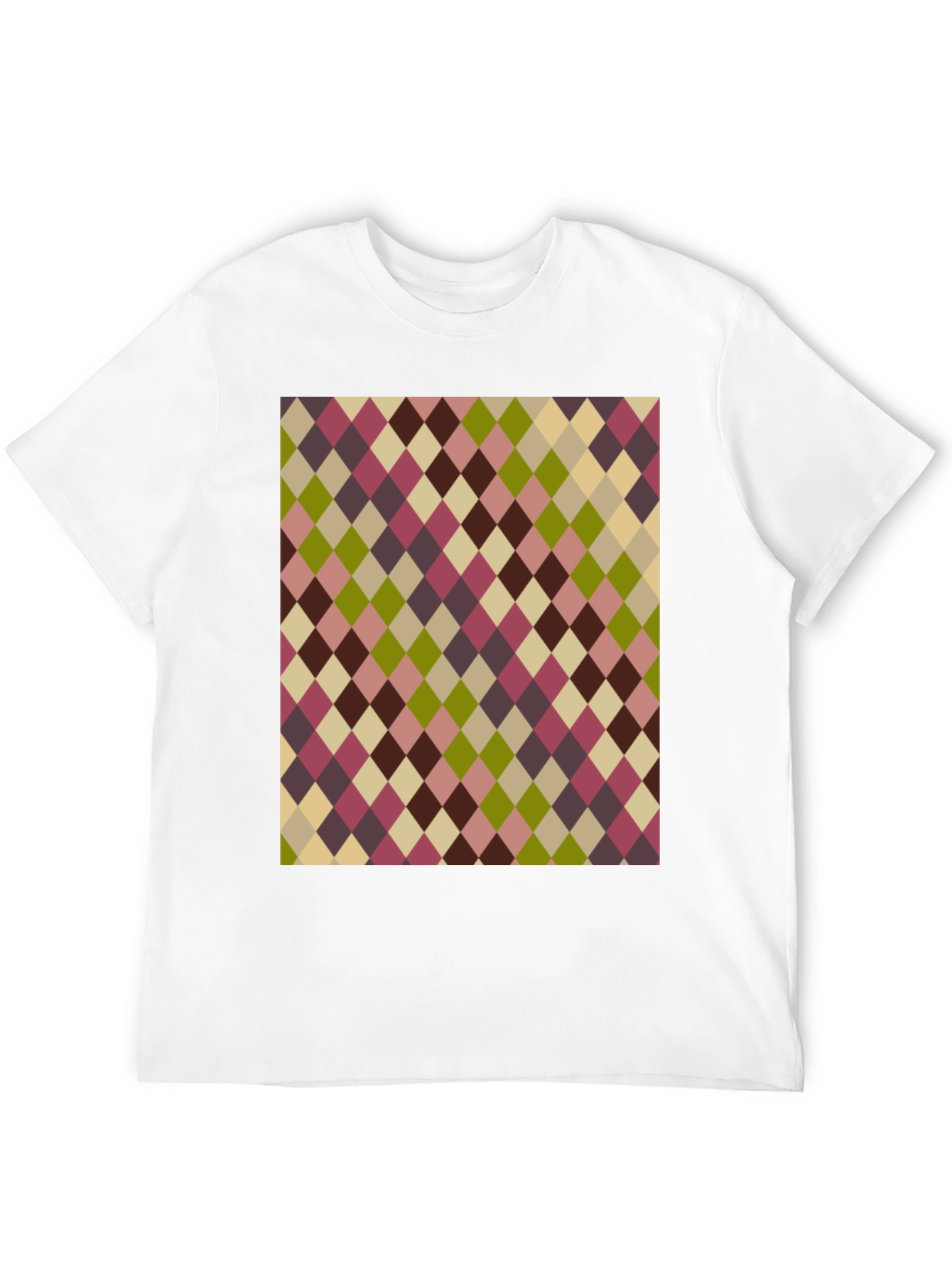 Retro Argyle Pattern Black T-Shirt