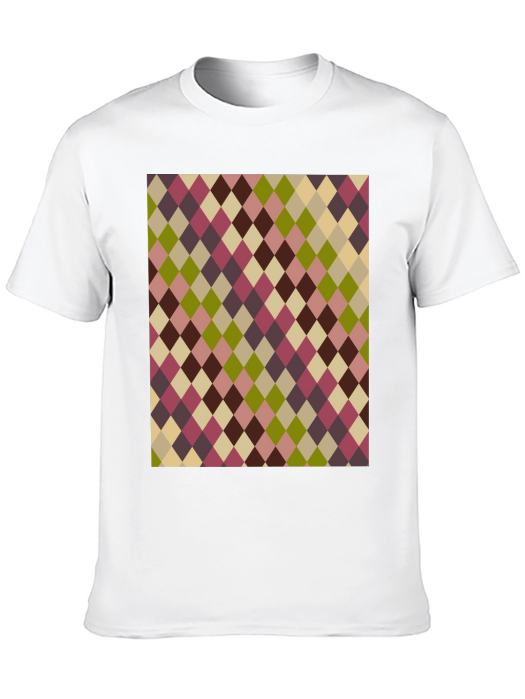 Retro Argyle Pattern Black T-Shirt