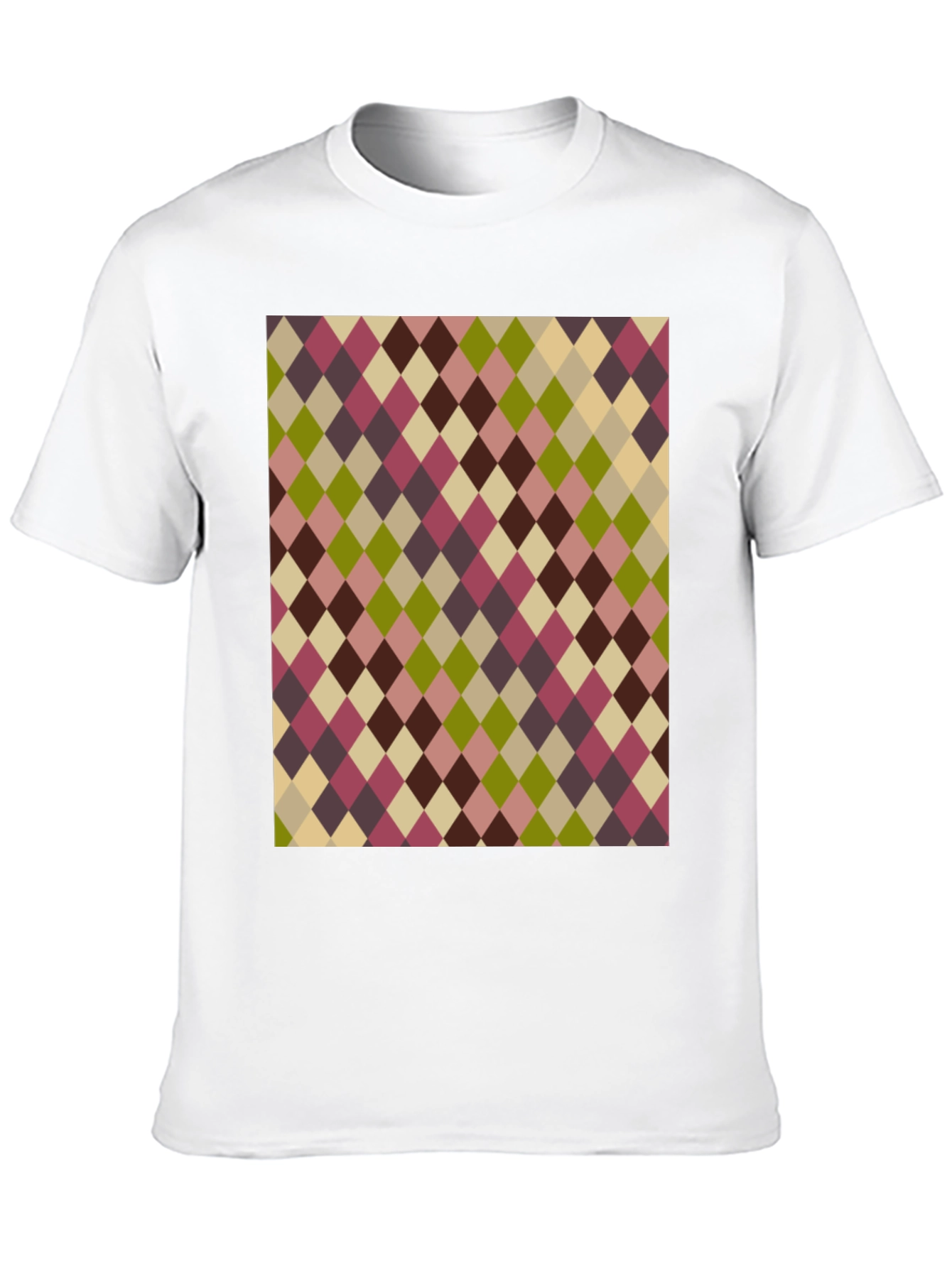 Retro Argyle Pattern Black T-Shirt