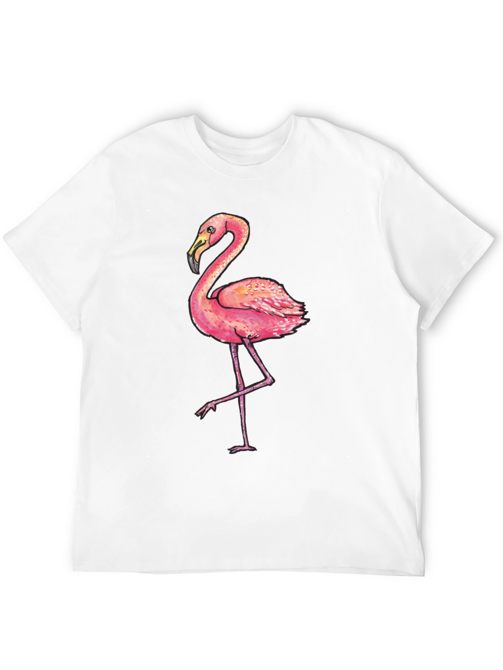 Flamingo Graphic Tee - Mens Black Cotton T-Shirt
