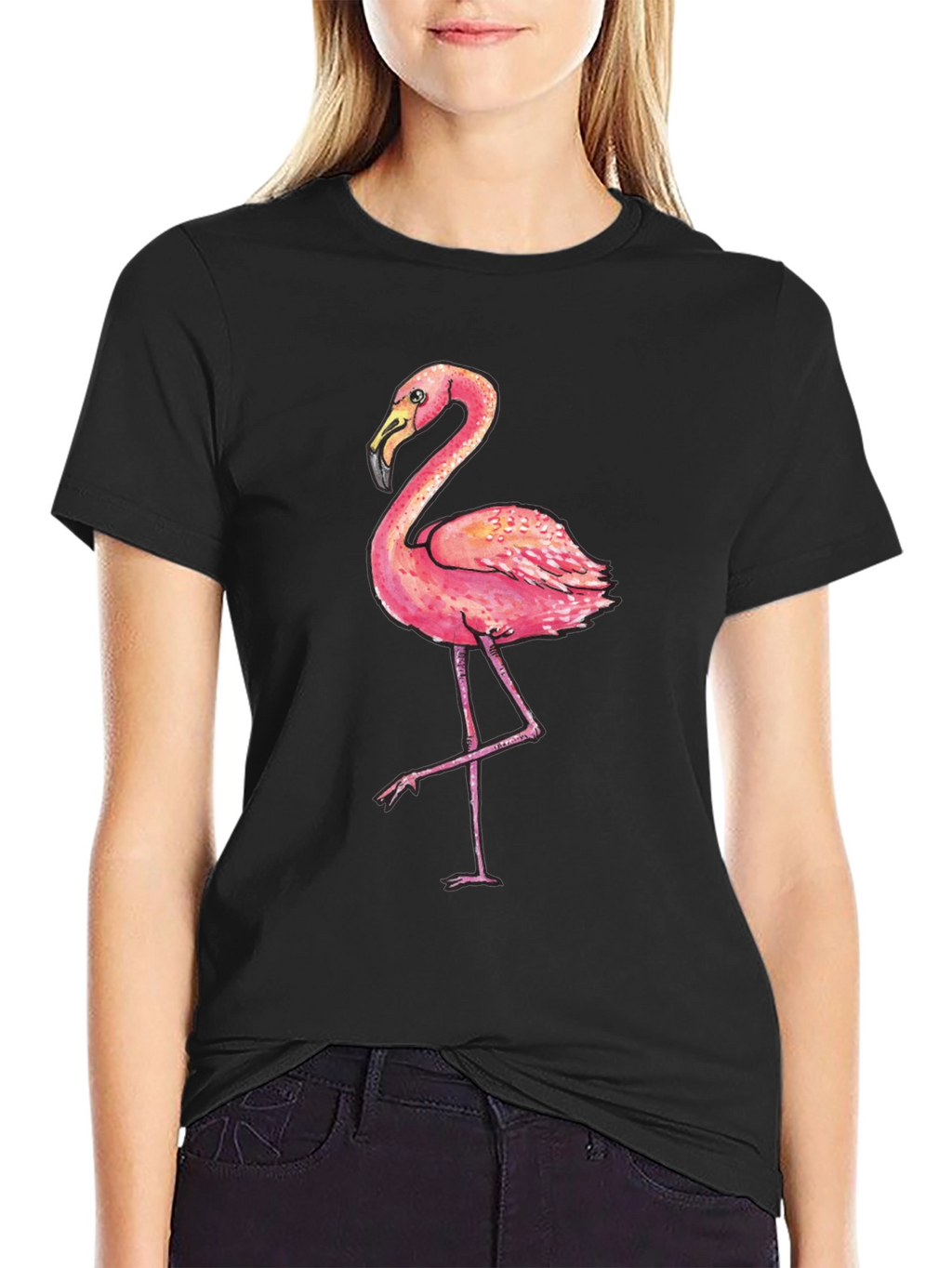 Flamingo Graphic Tee - Mens Black Cotton T-Shirt