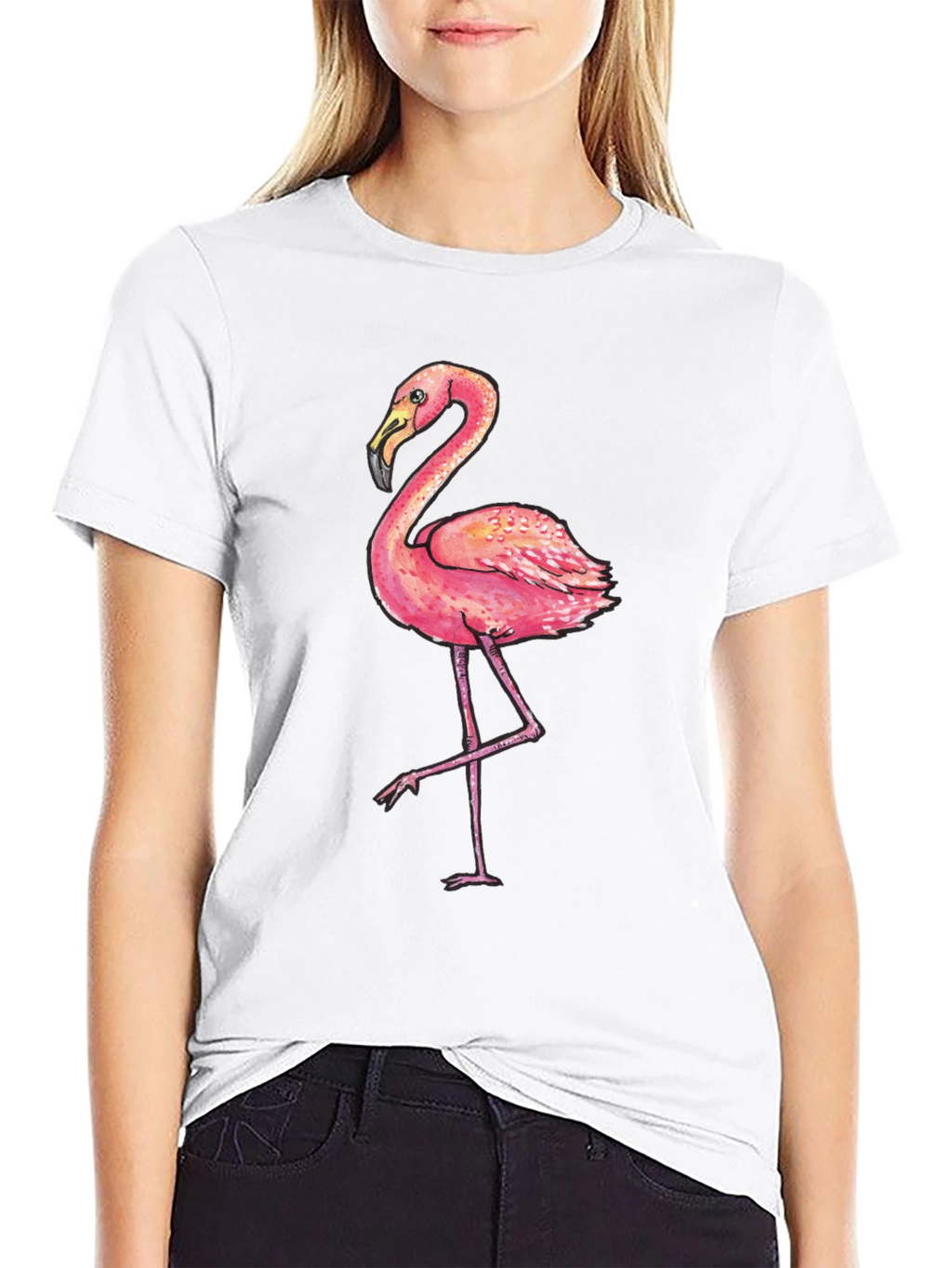 Flamingo Graphic Tee - Mens Black Cotton T-Shirt