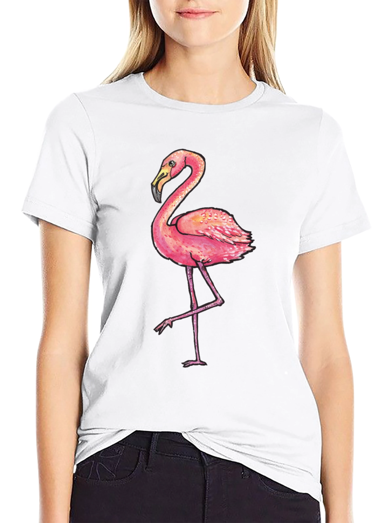 Flamingo Graphic Tee - Mens Black Cotton T-Shirt