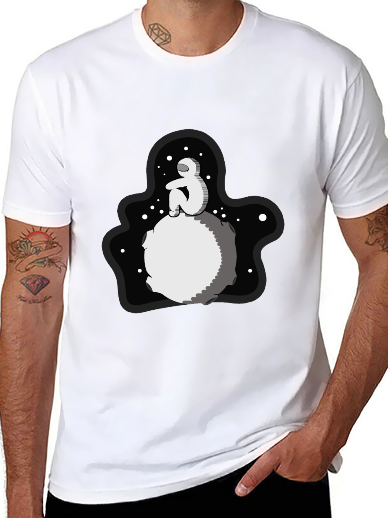 Astronaut Moon Black T-Shirt
