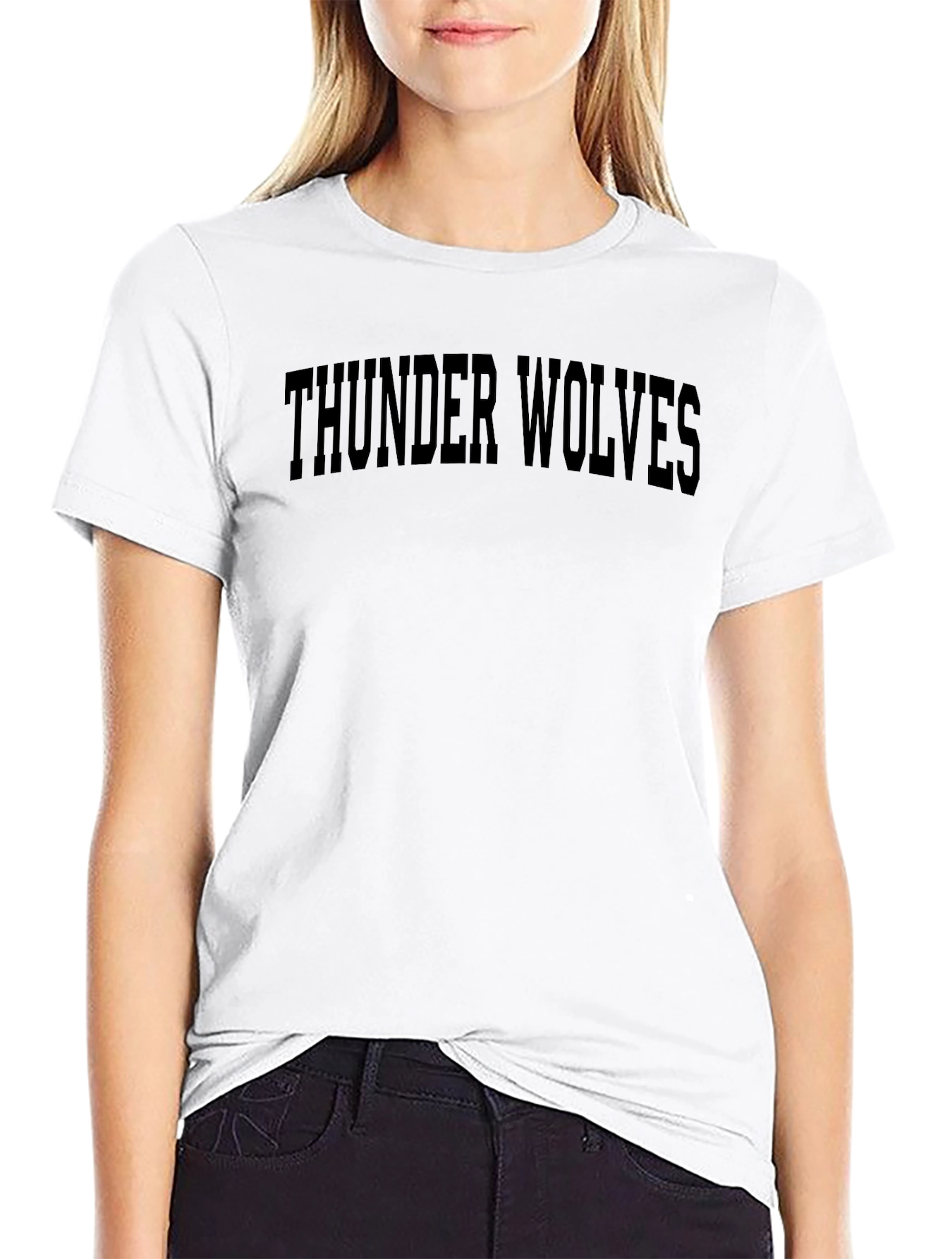 Thunder Wolves Graphic T-Shirt - Black Crew Neck Tee