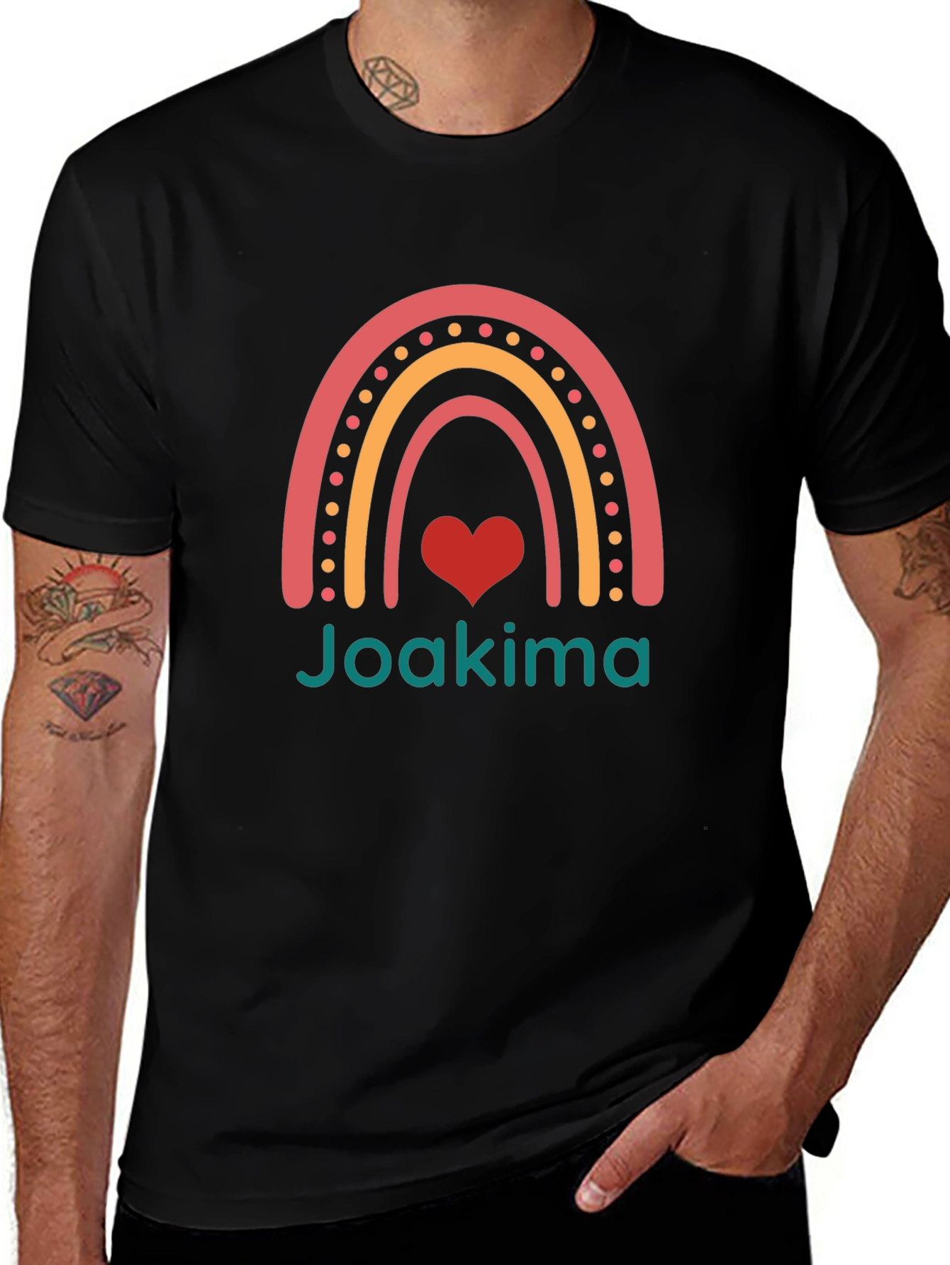 Rainbow Heart Joakima Black T-Shirt