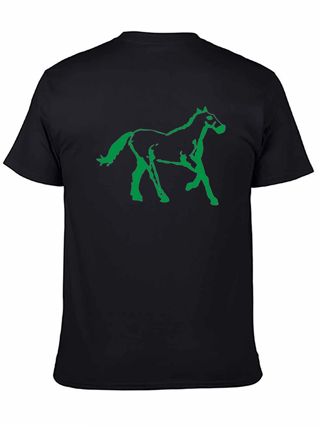Black T-Shirt with Green Horse Graphic