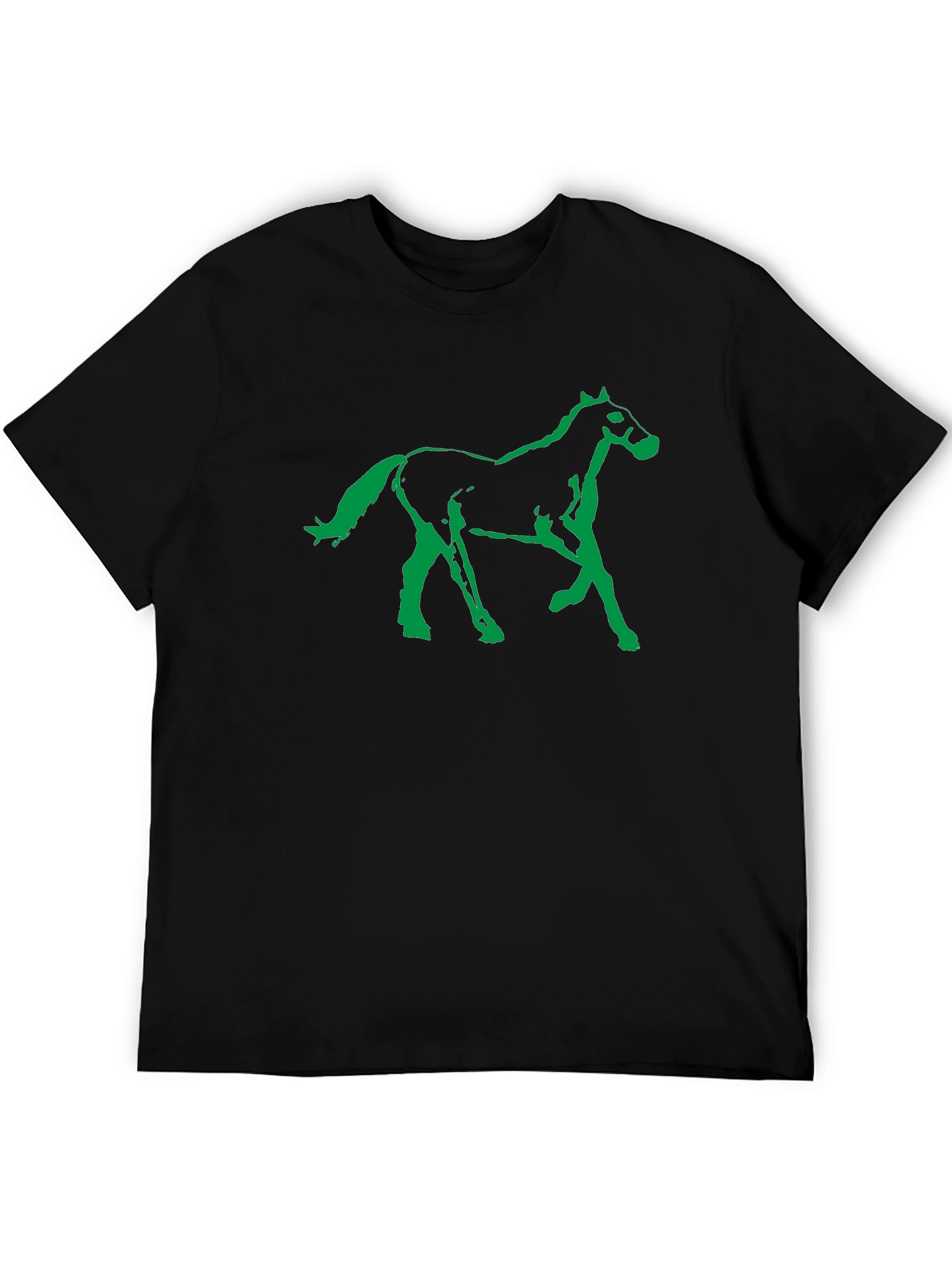 Black T-Shirt with Green Horse Graphic