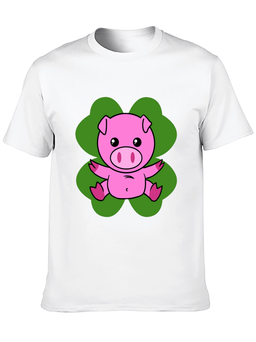 Lucky Pig T-Shirt - Cute Cartoon Pig on Clover