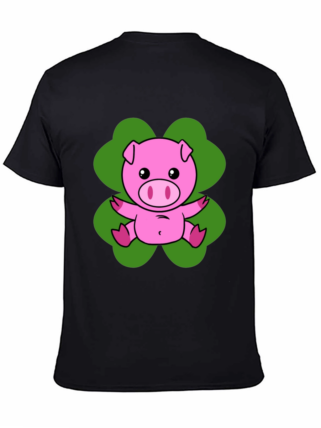 Lucky Pig T-Shirt - Cute Cartoon Pig on Clover