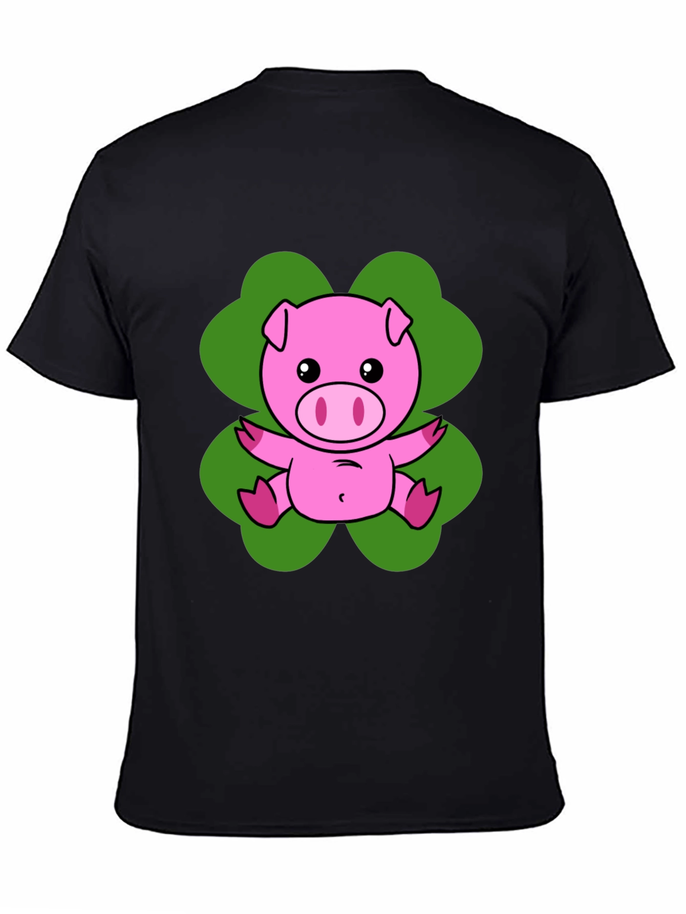 Lucky Pig T-Shirt - Cute Cartoon Pig on Clover