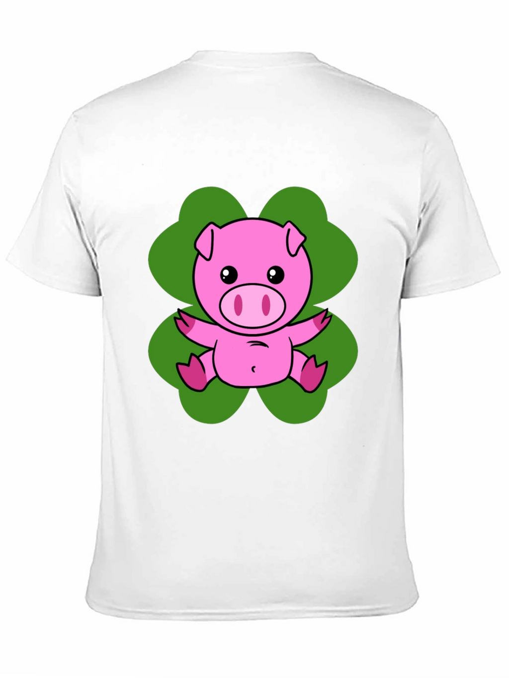 Lucky Pig T-Shirt - Cute Cartoon Pig on Clover