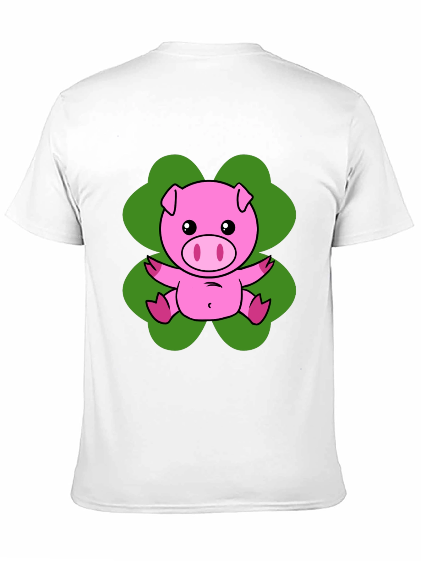 Lucky Pig T-Shirt - Cute Cartoon Pig on Clover