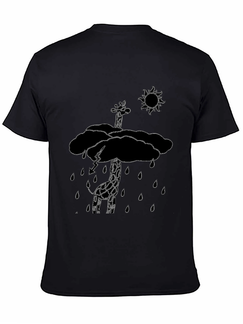 Giraffe in Rain Cloud Graphic Tee - Black