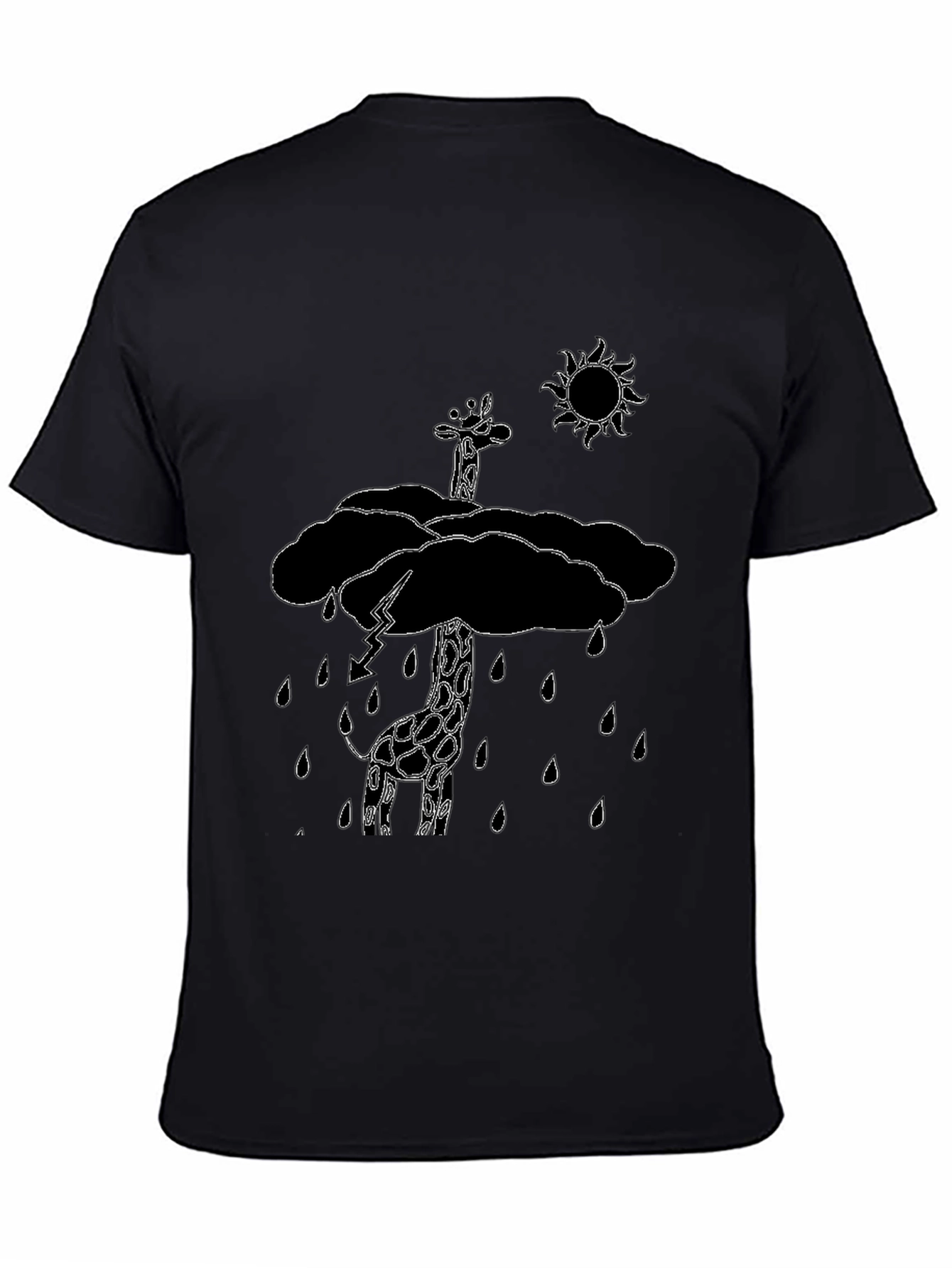Giraffe in Rain Cloud Graphic Tee - Black