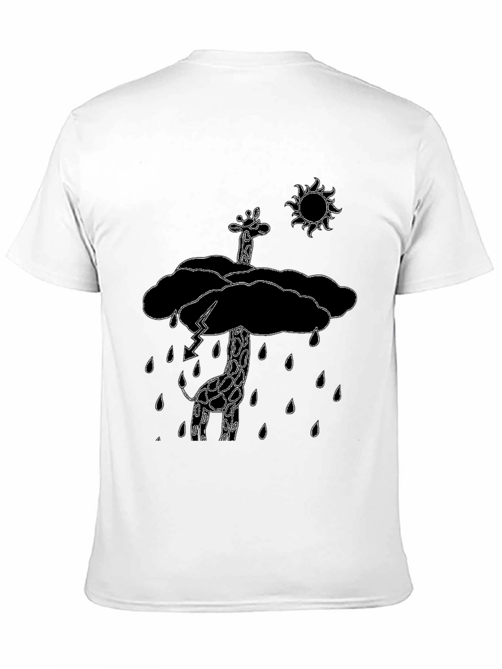 Giraffe in Rain Cloud Graphic Tee - Black
