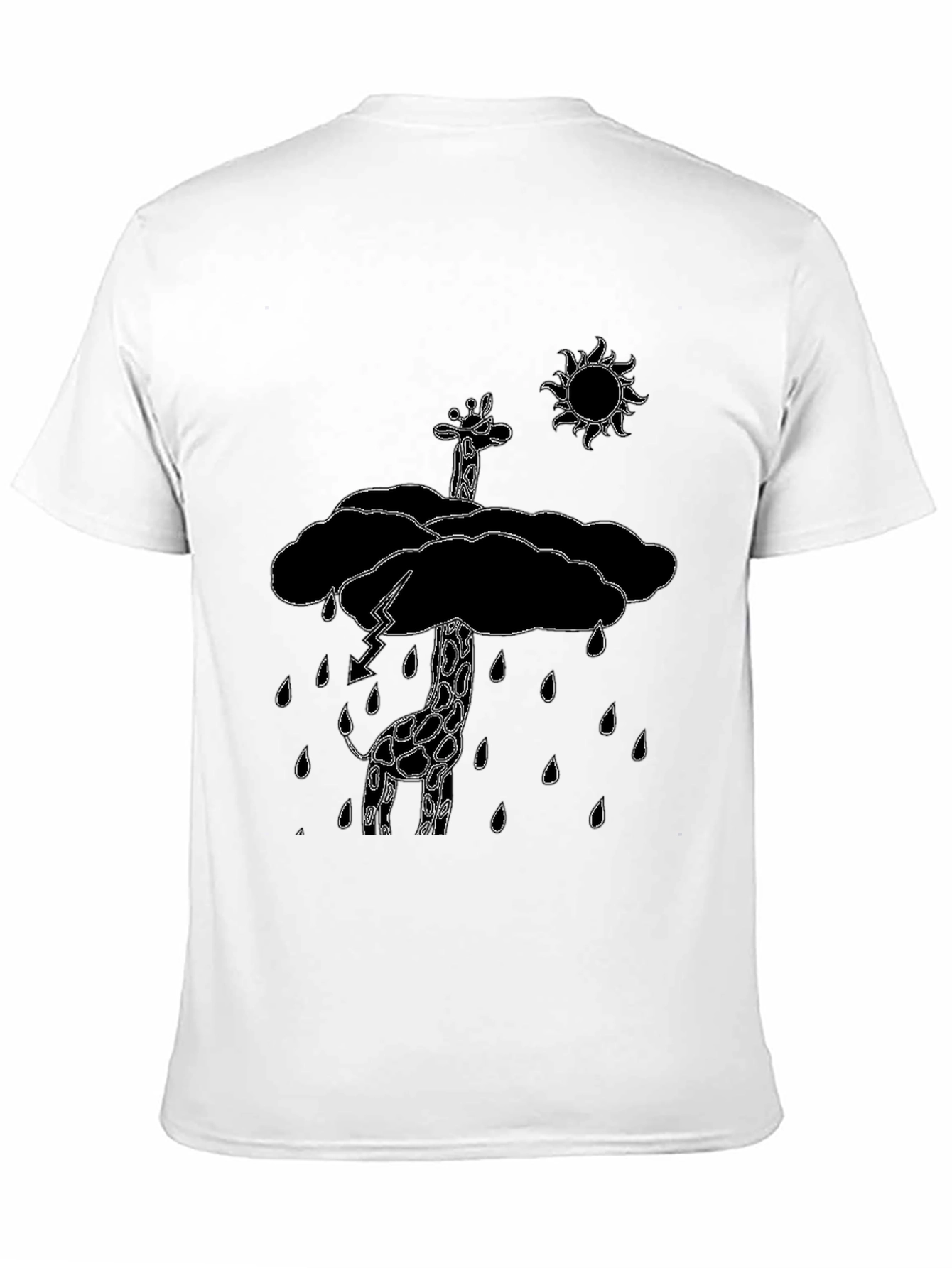 Giraffe in Rain Cloud Graphic Tee - Black